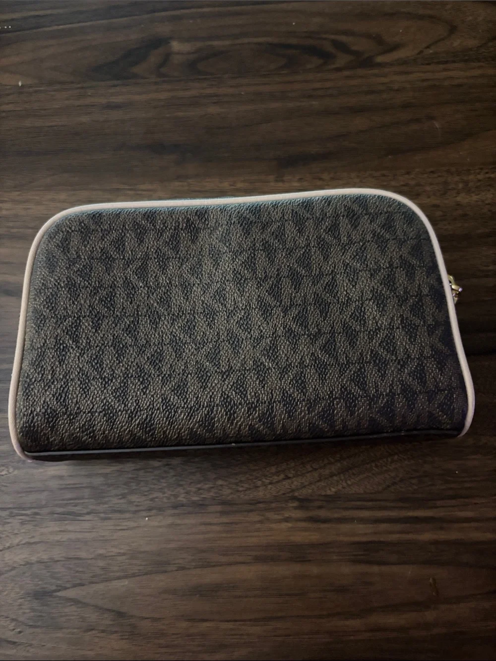 Michael Kors Brown with Pink Trim Signature Toiletry Pouch